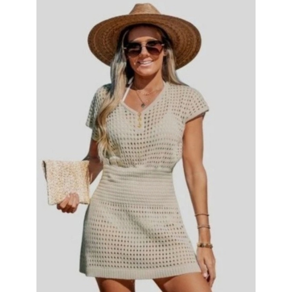 Cutout Crochet Beach Coverup Dress
